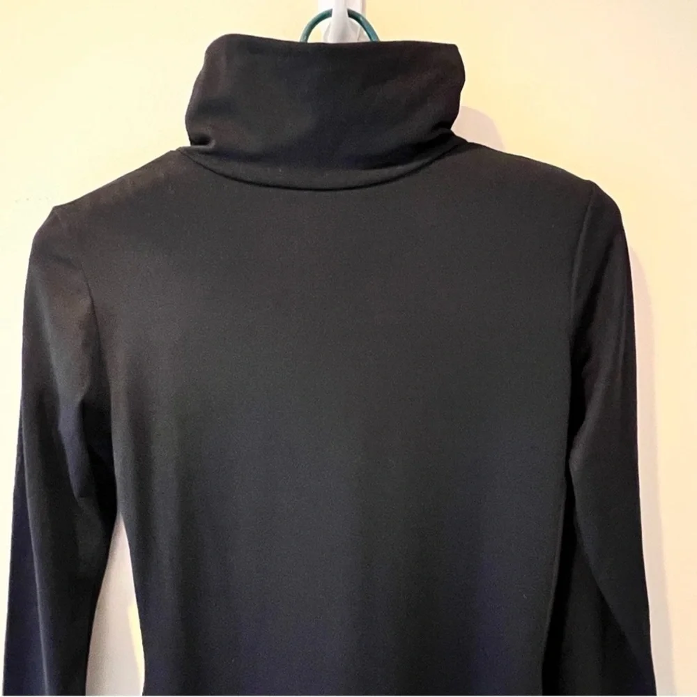 Black turtleneck dress fitted bodycon knee length stretch dress long sleeve SZ S - Picture 4 of 9